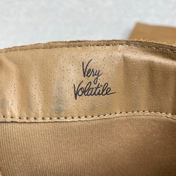 Very Volatile Boots Womens 6.5 Tan Brown Leather Riding Tall Cut Out - Picture 3 of 11